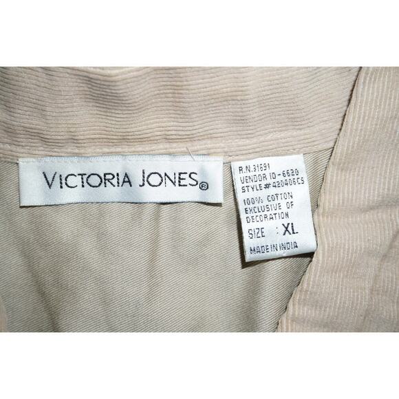 Vintage Victoria Jones Fall Leaf Embroidered Zip-Up Vest Women’s XL Corduroy - Picture 3 of 4